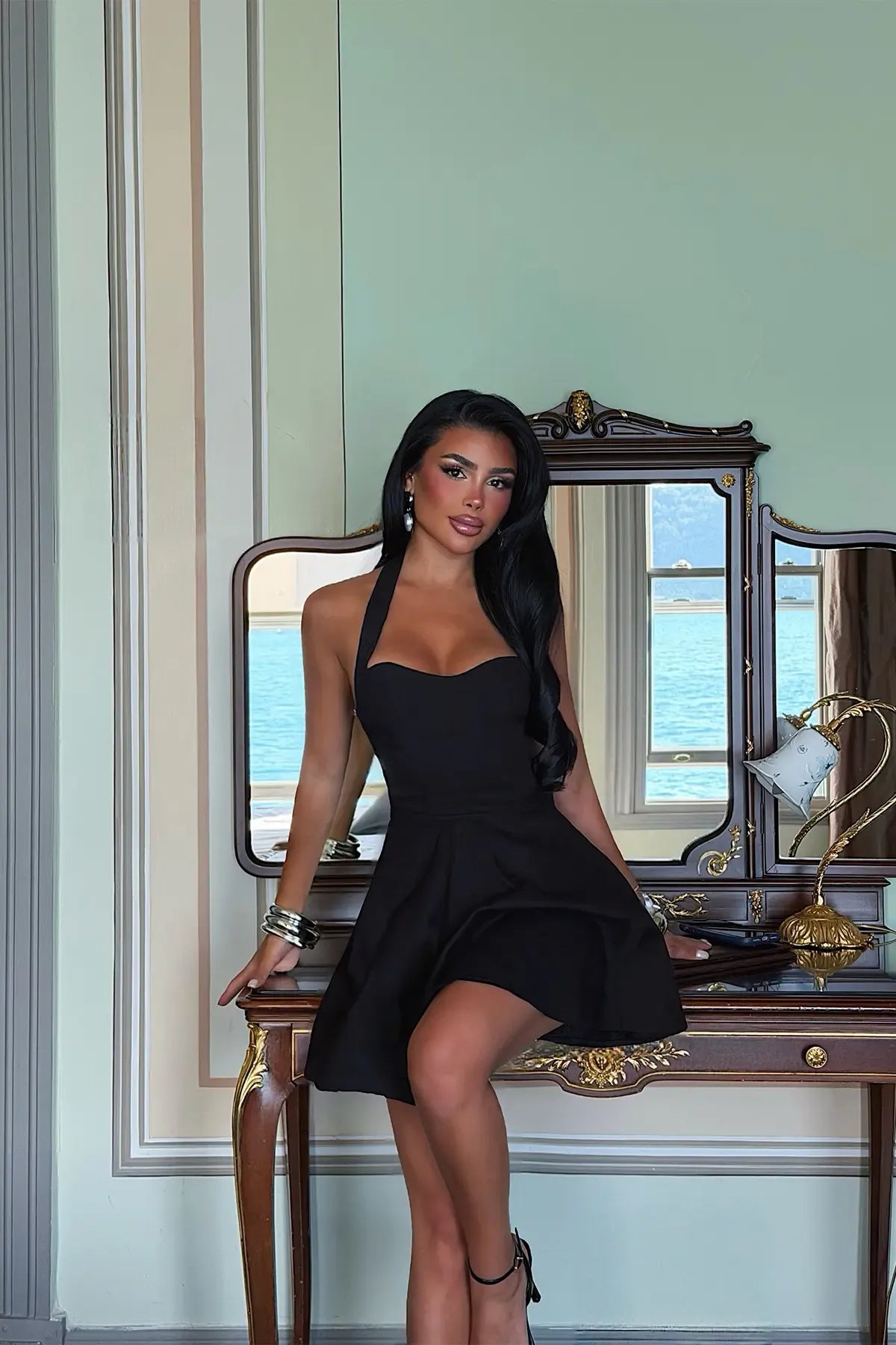 Black Back Detail Strappy Dress