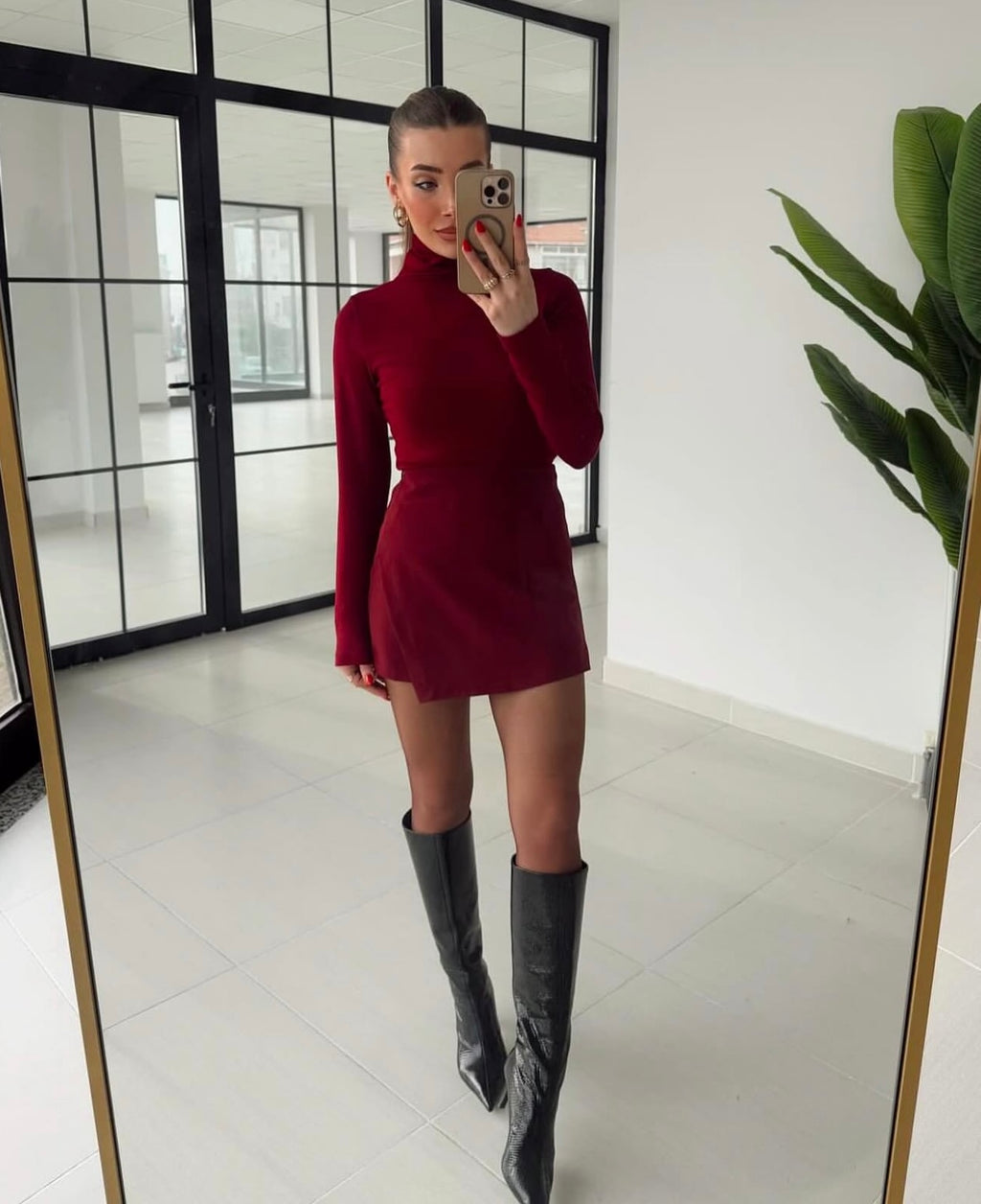 Burgundy skort