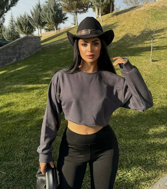 Z Grey Oversized Crop