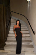 Black Lace-Detail Midi Dress