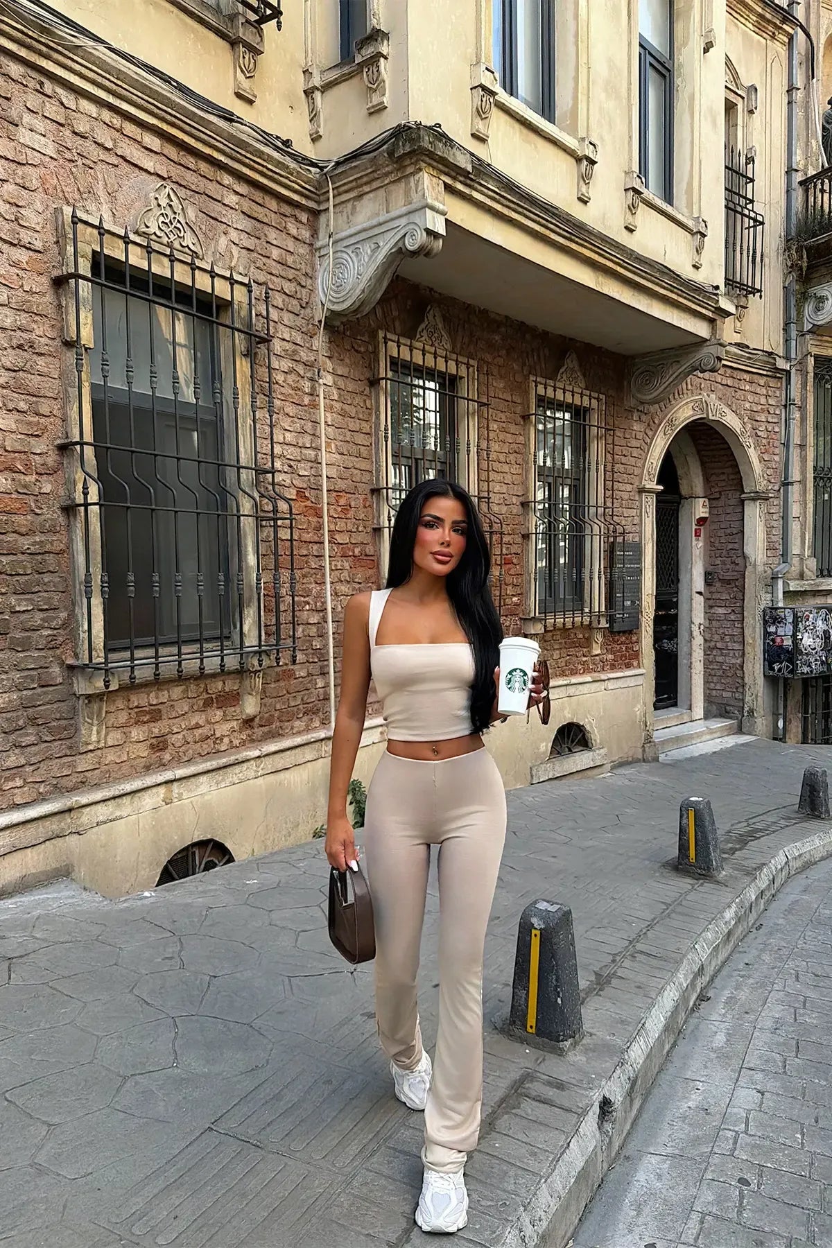 Beige Solis 2-Piece Yoga Set
