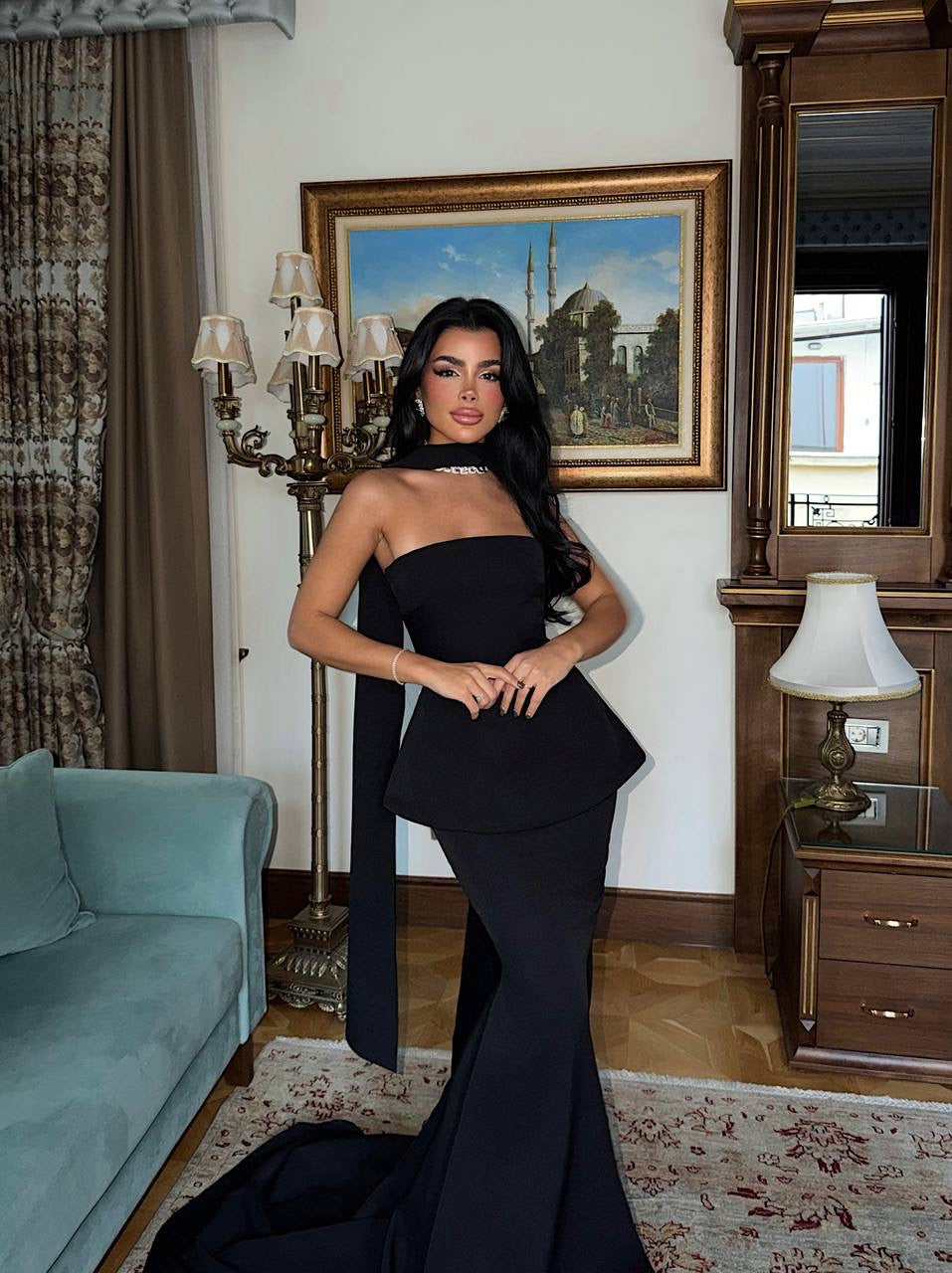 Black Benedita Long Scarf Dress