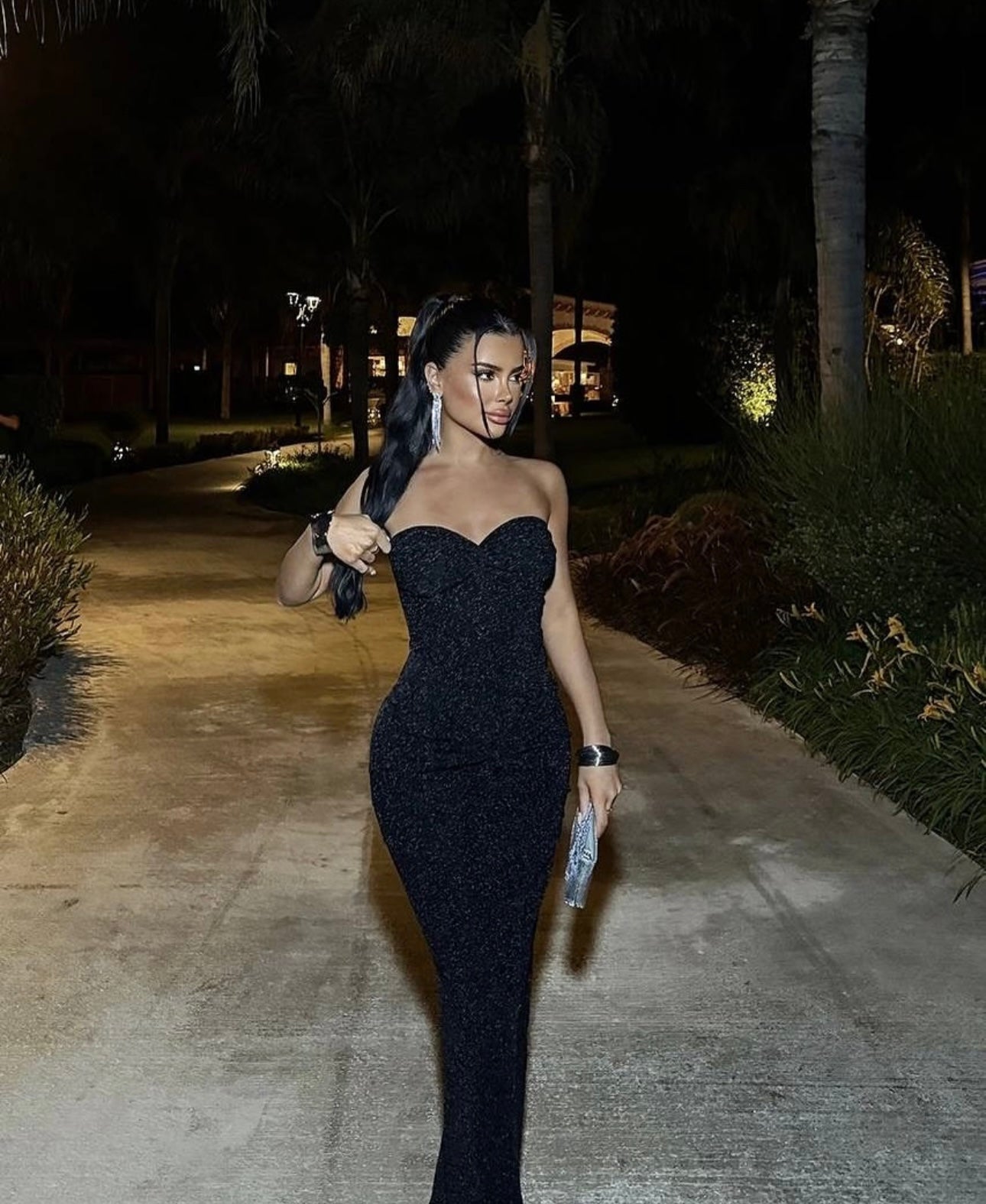 Dianora black Lurex Long Dress