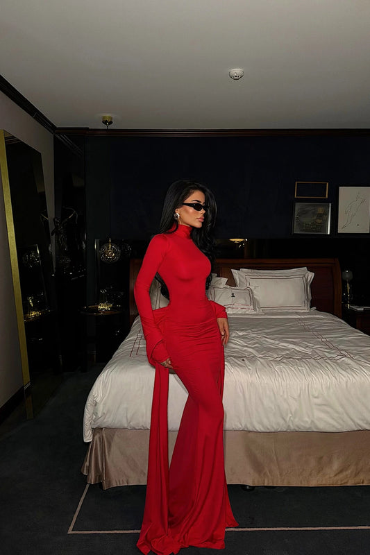Alana Red Long Evening Dress