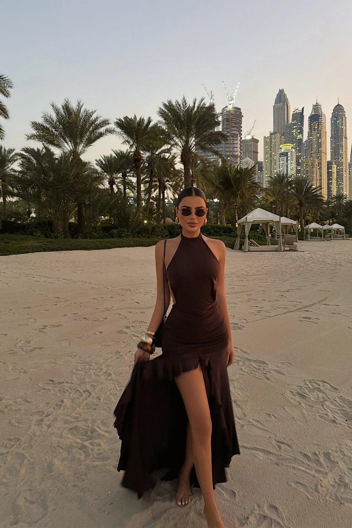 Brown Strappy Long Dress