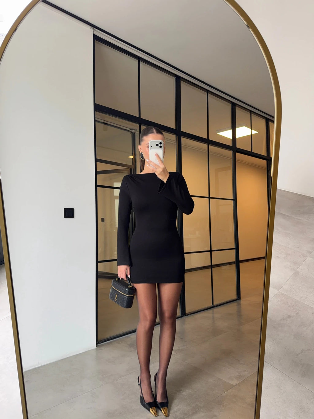 mini dress with skirt-black