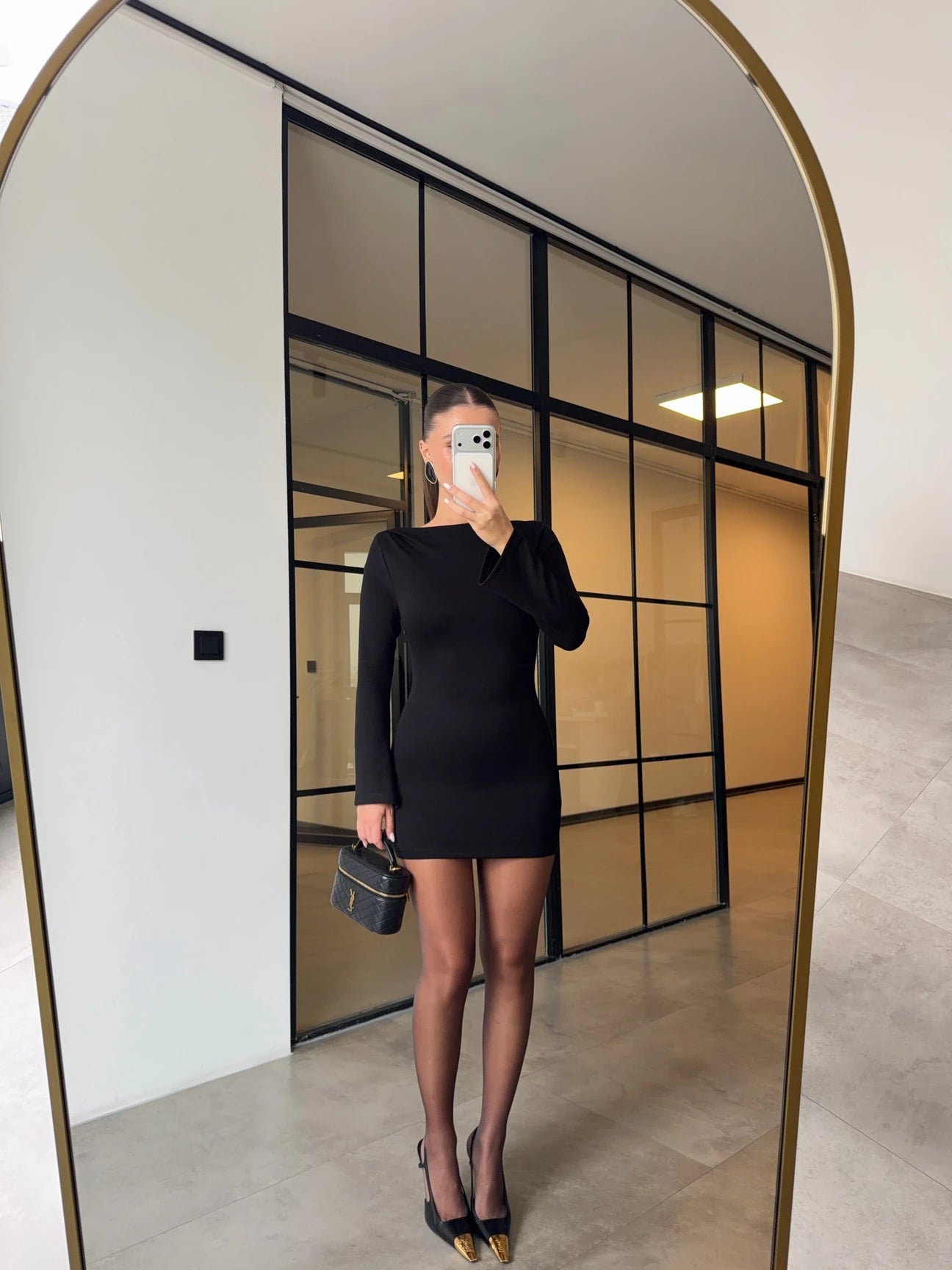 Black mini dress with skirt