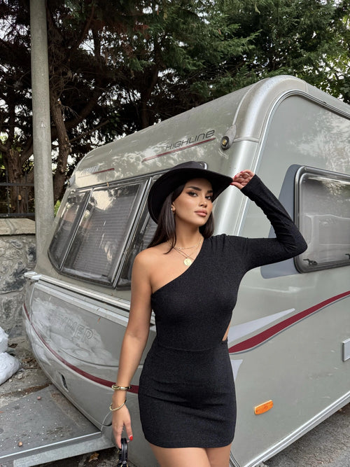 Black glitter dress