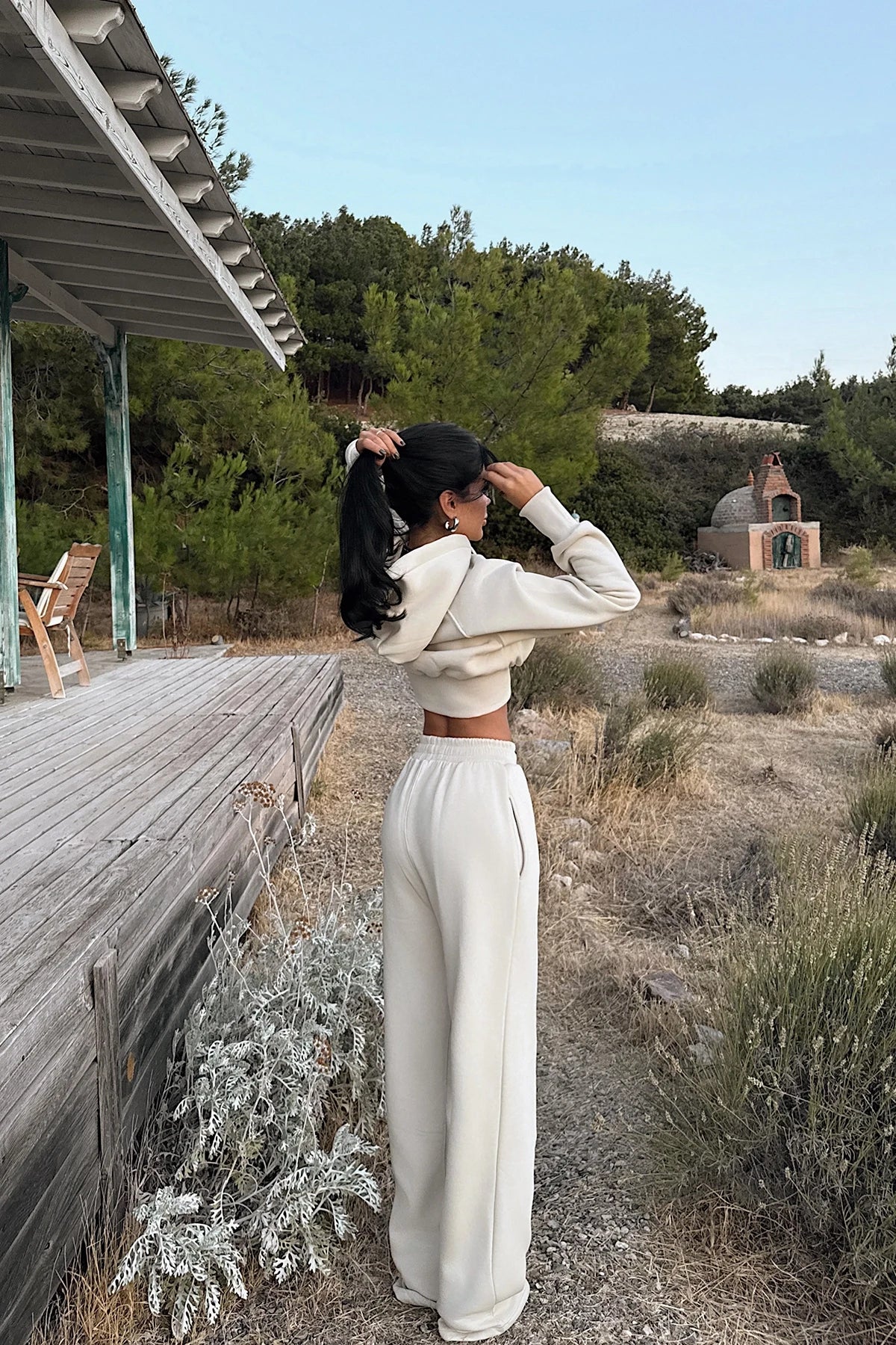 Cream Scarf Hooded Tracksuit