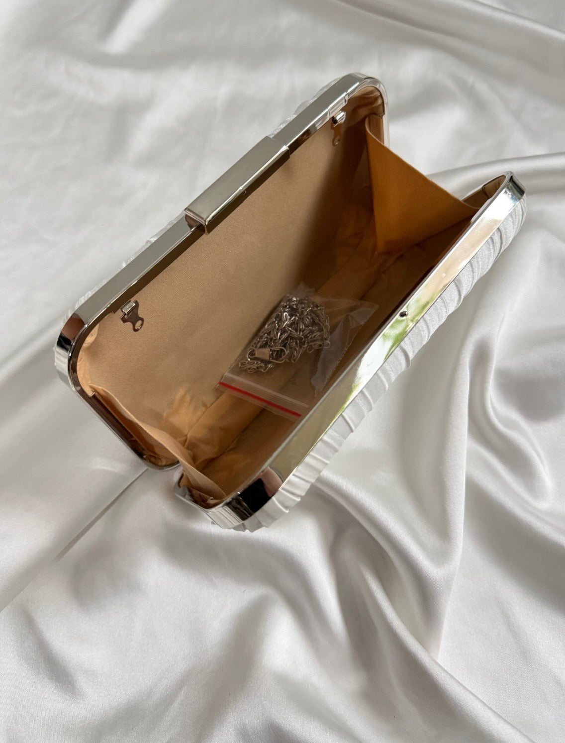 Pleated Model Evening Bag White