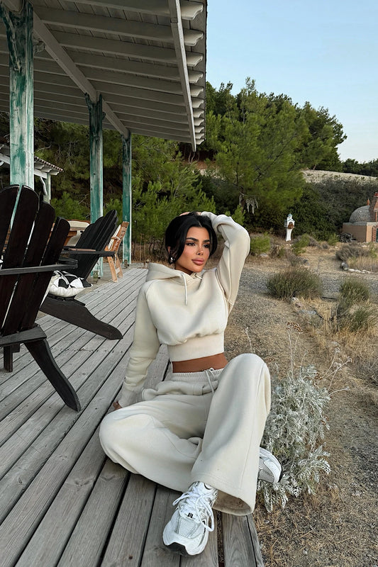 Cream Scarf Hooded Tracksuit