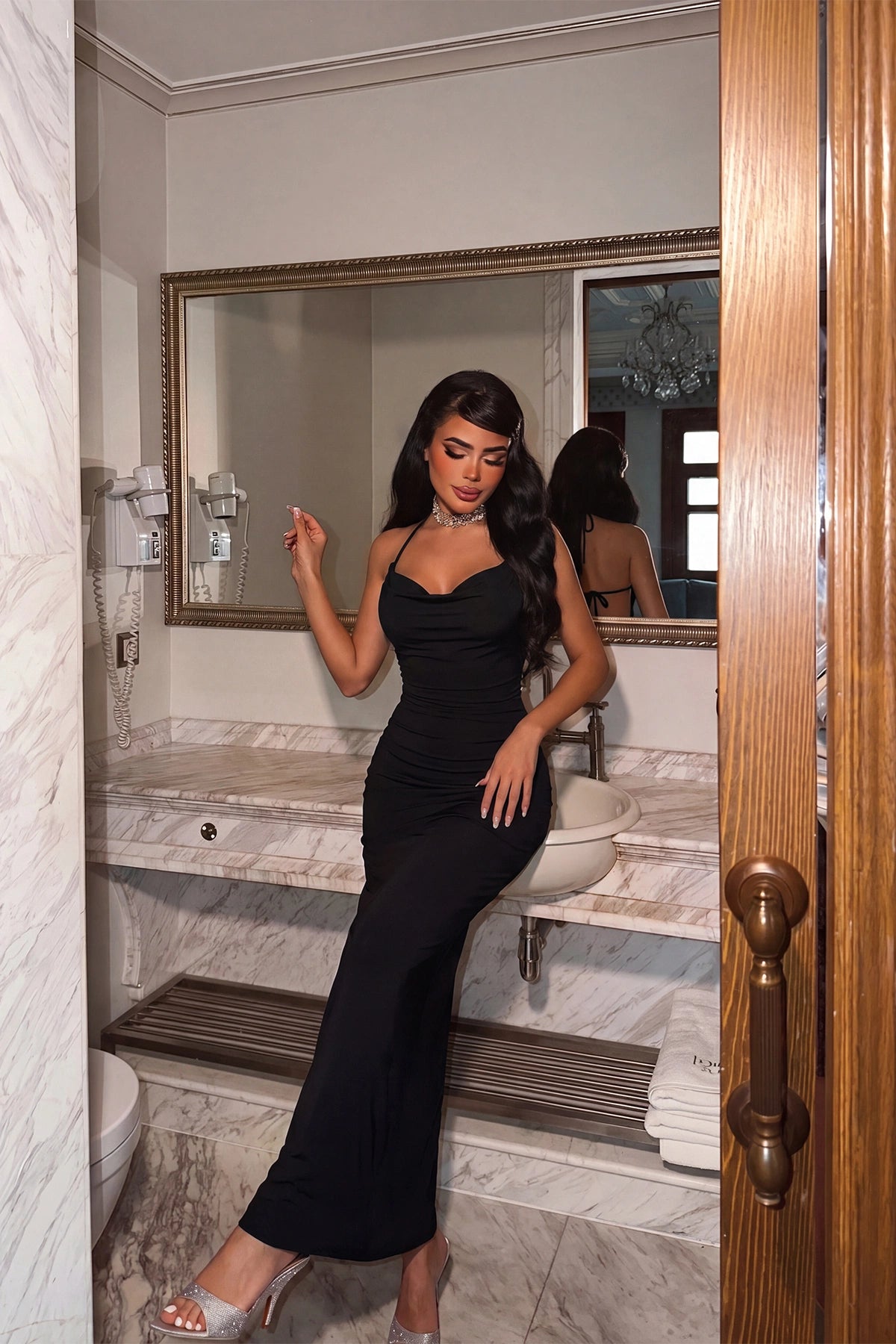 BACK-RUFFLED SPAGHETTI STRAP DRESS
