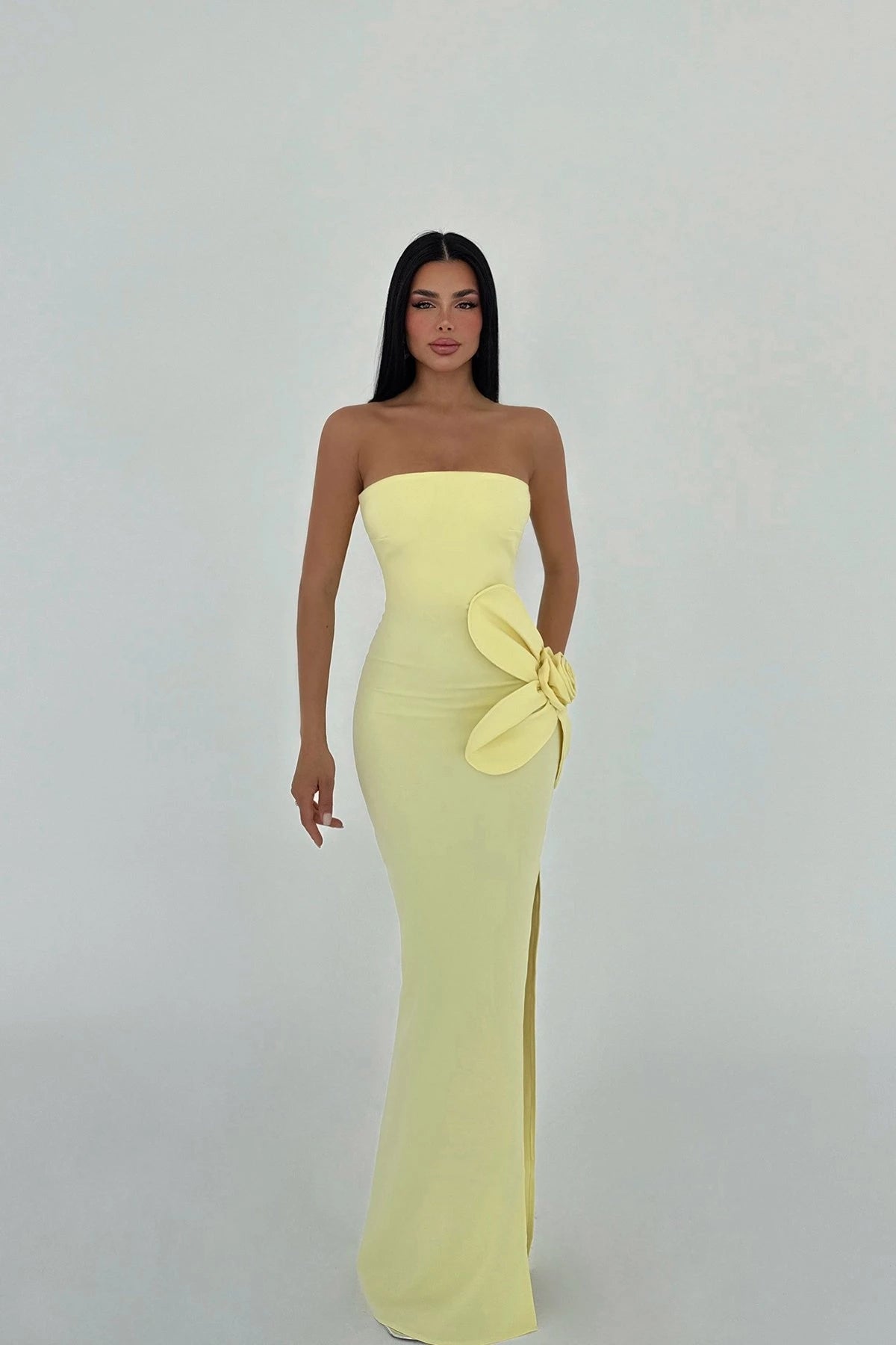 Daysi Yellow Strapless Dress