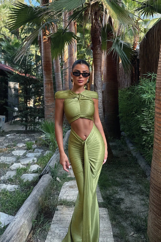 Oil Green Orleans Long Dress