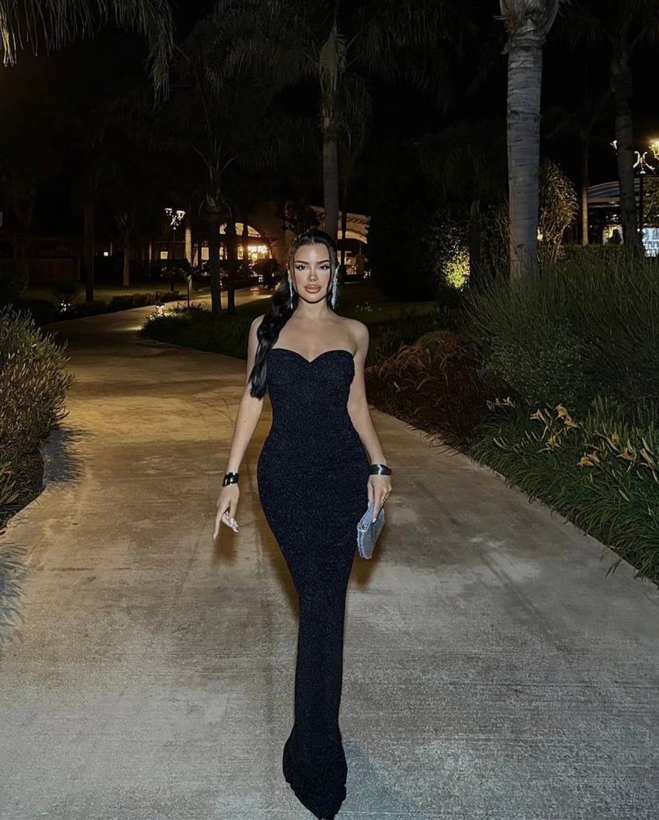 Dianora black Lurex Long Dress