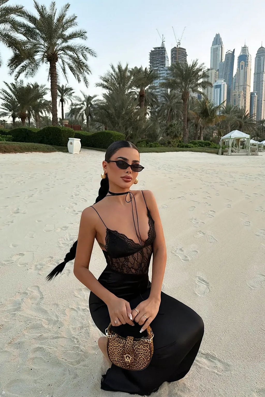 Black Lace Detail Strappy Dress