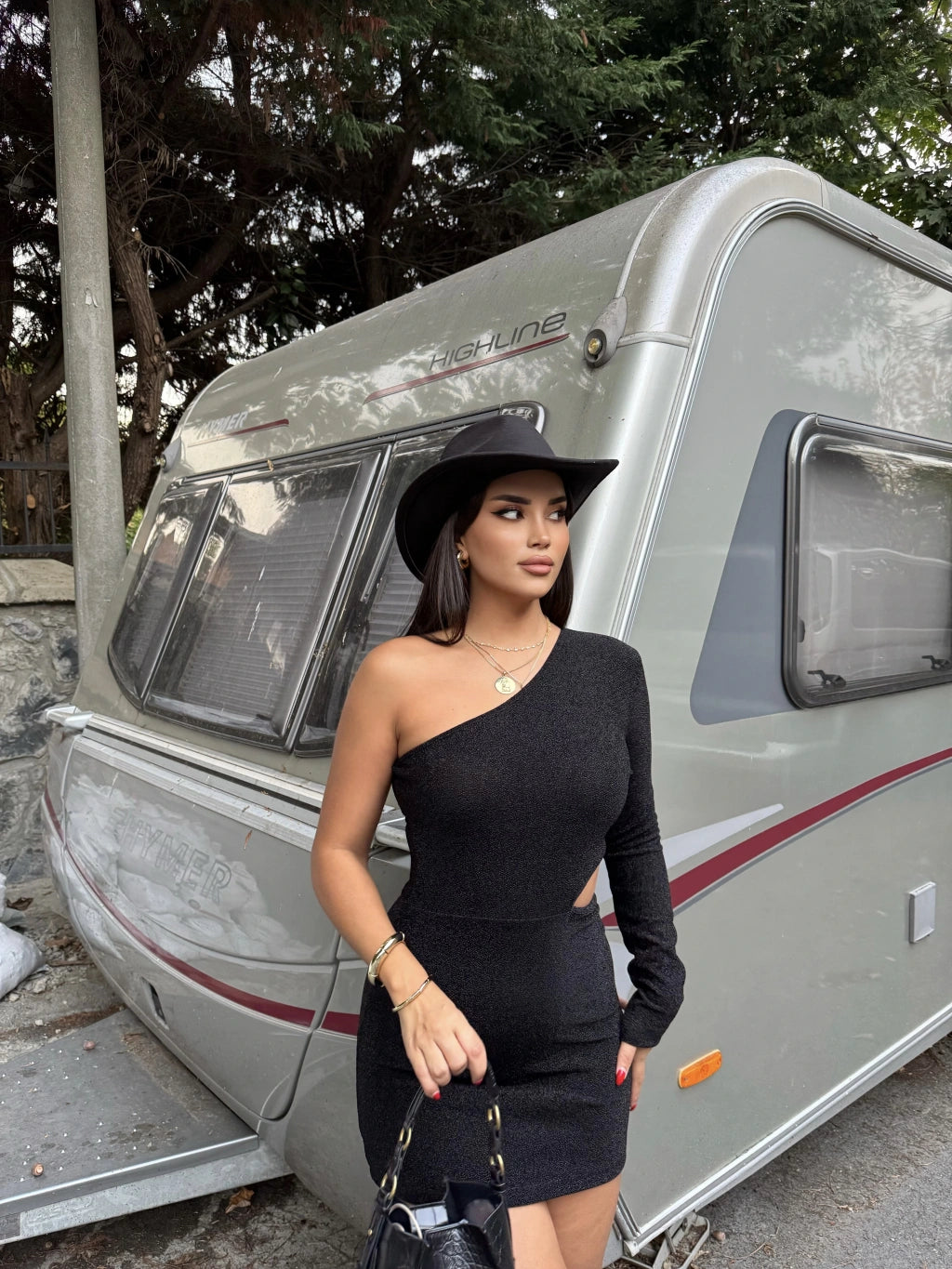Black glitter dress