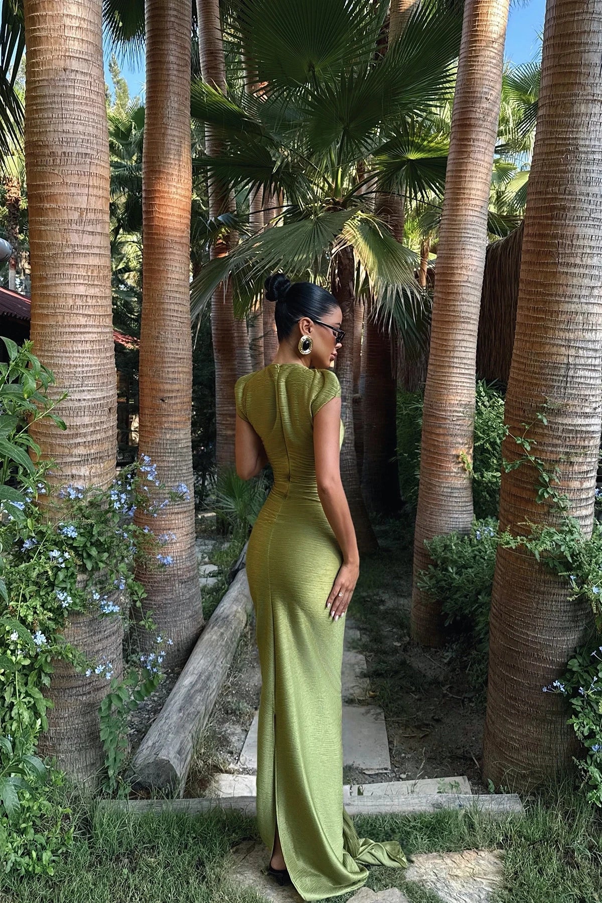 Oil Green Orleans Long Dress