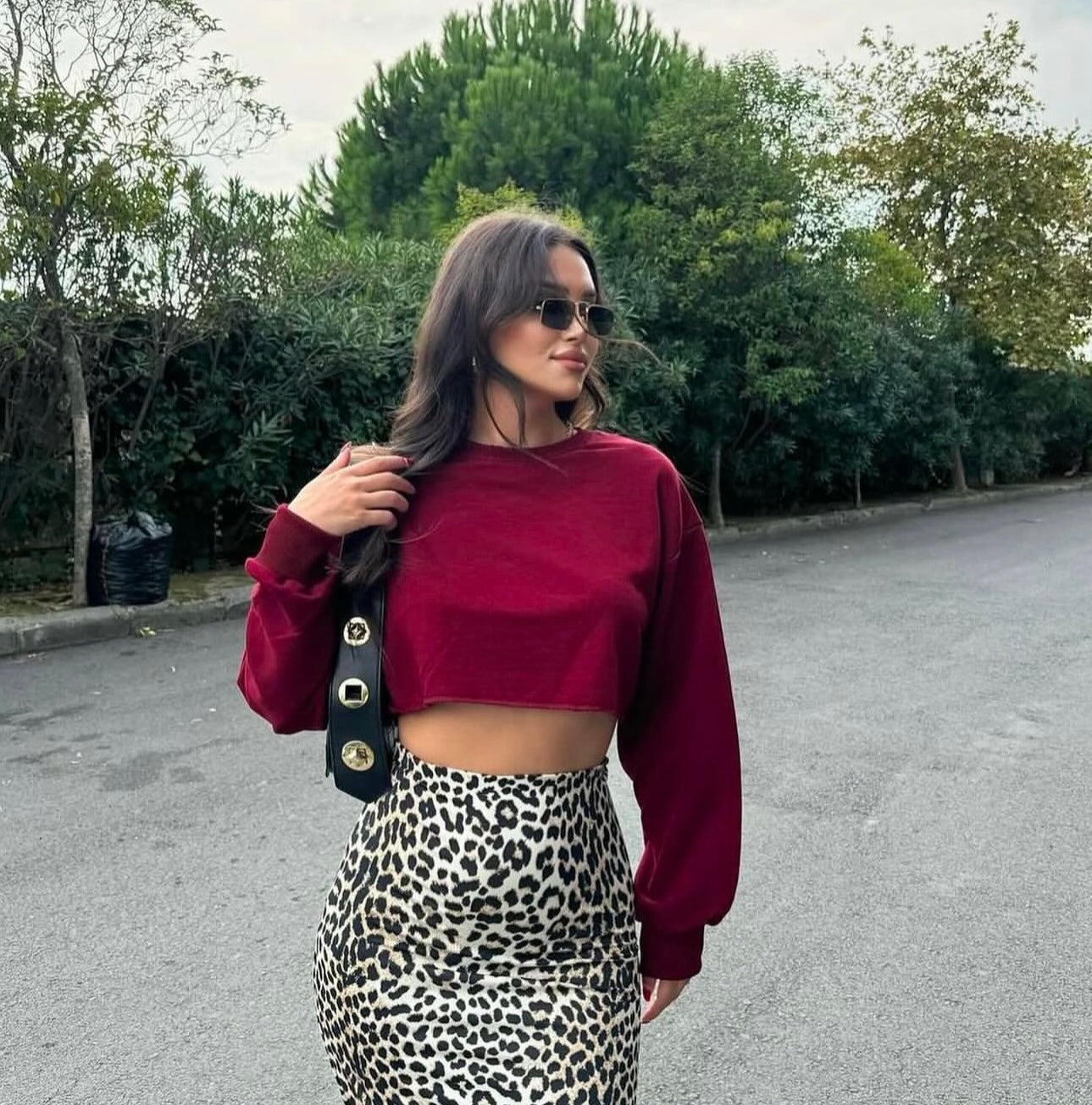 Burgundy Oversized Crop
