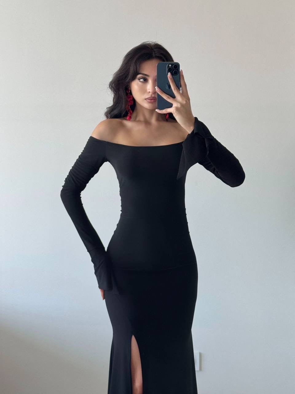 Black Single Slit Madonna Dress