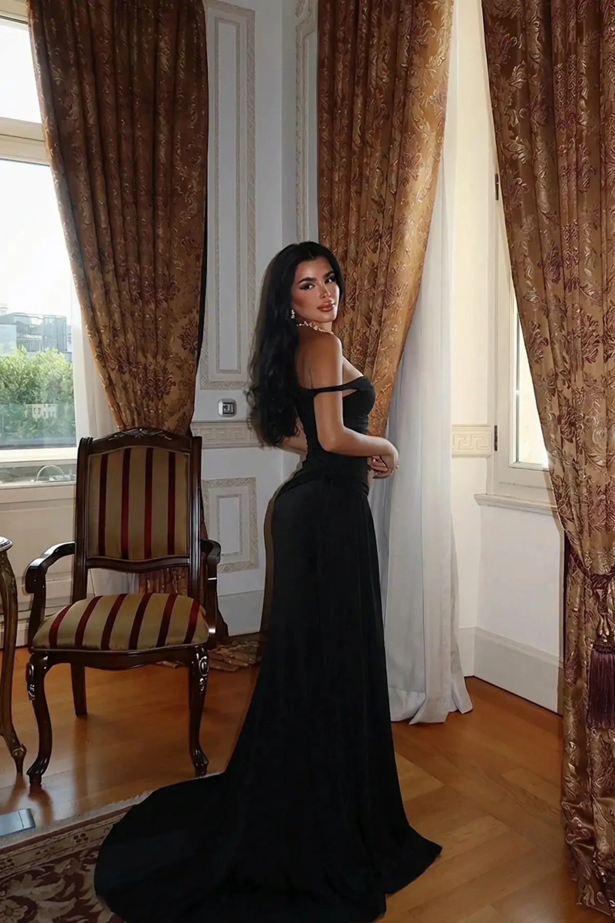 Black Strap Long Dress