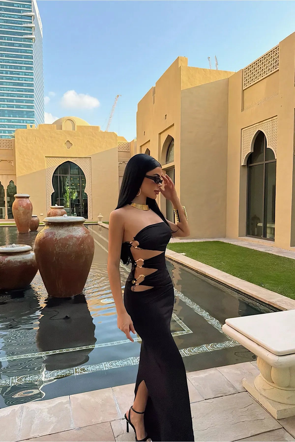 Black Dress with Buckle Detail