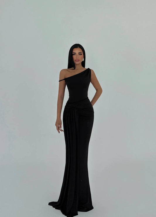 Black Strap Long Dress