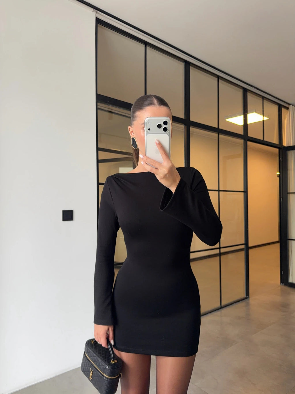 mini dress with skirt-black