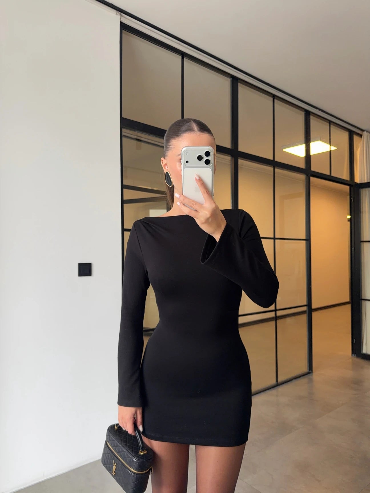 mini dress with skirt-black