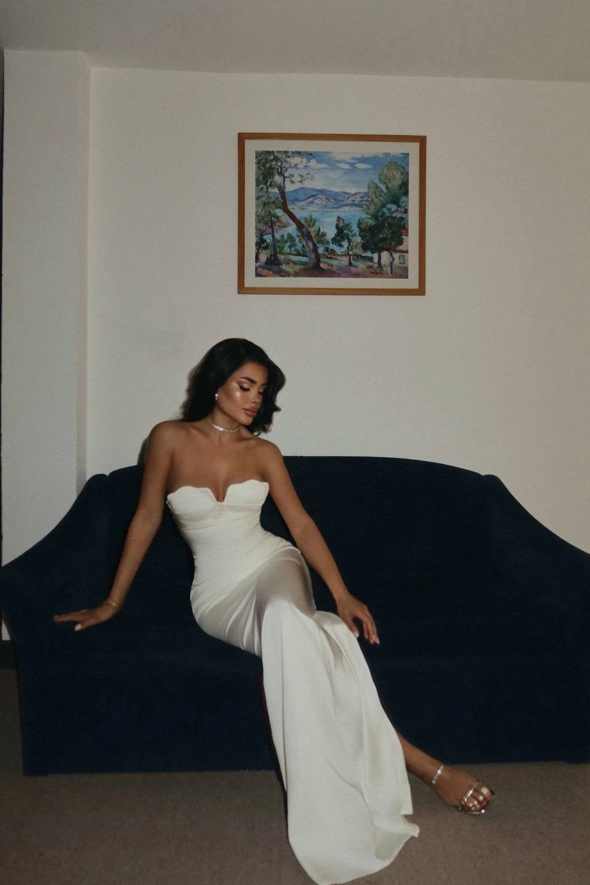 White Galian Strapless Long Dress