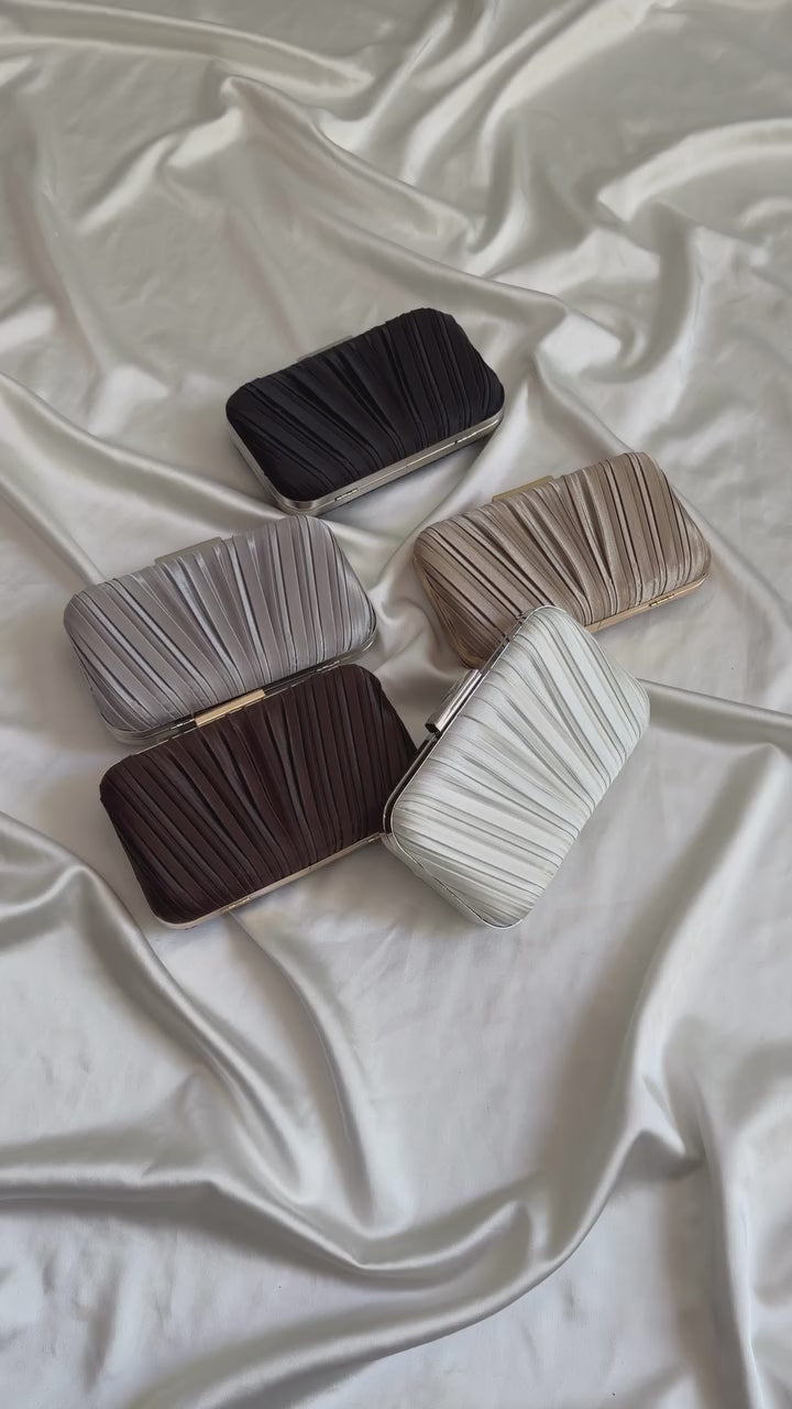 Pleated Model Evening Bag White